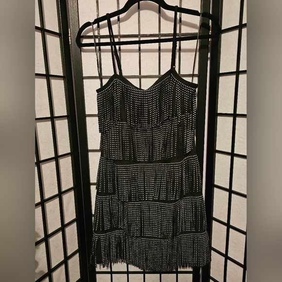 Black and Silver Fringe Dress Size Small - Picture 1 of 5